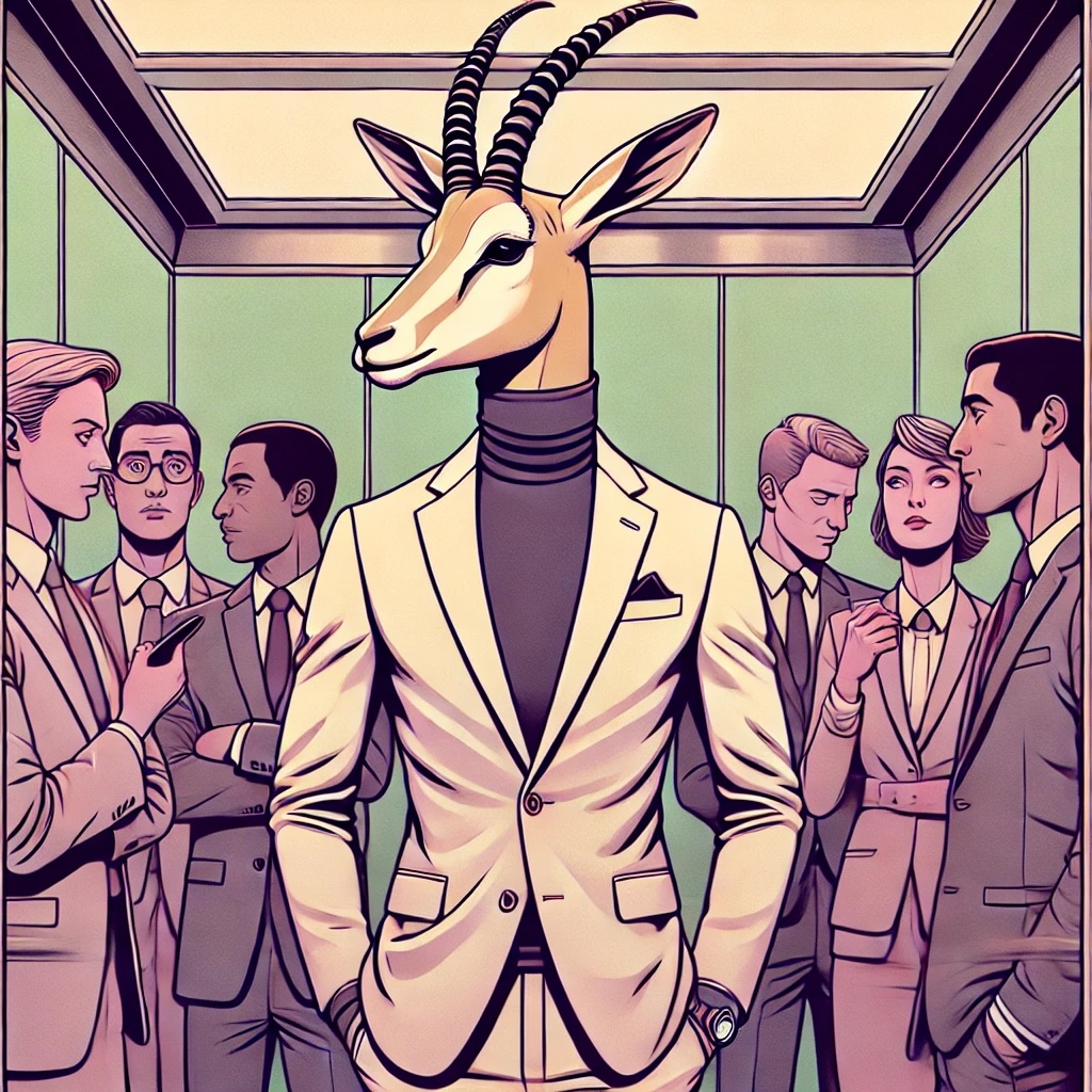 Vizt Nivlir in an elevator